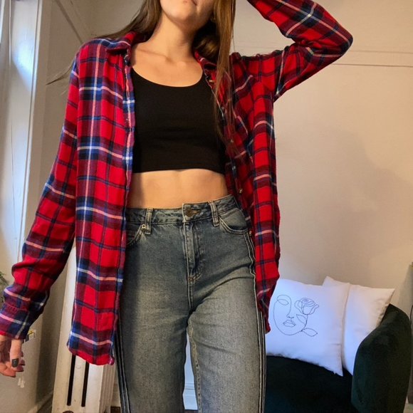 American Eagle Red Flannel Shirt - Picture 1 of 5